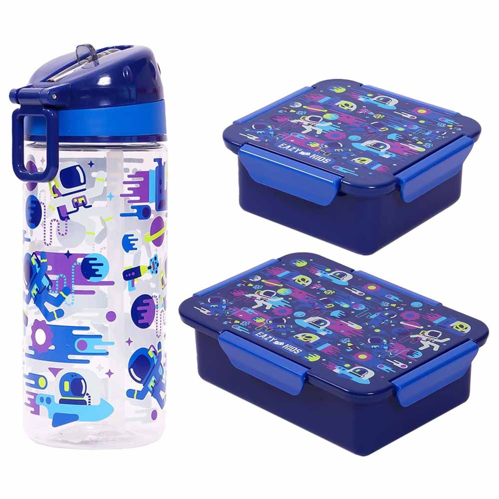 Eazy Kids - Astronauts Lunch Box & Water Bottle 420ml W/ Snack Box