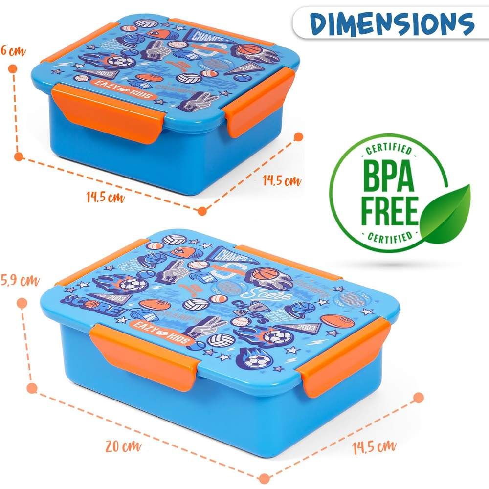 Eazy Kids - Soccer Lunch Box Set 2pcs - Blue