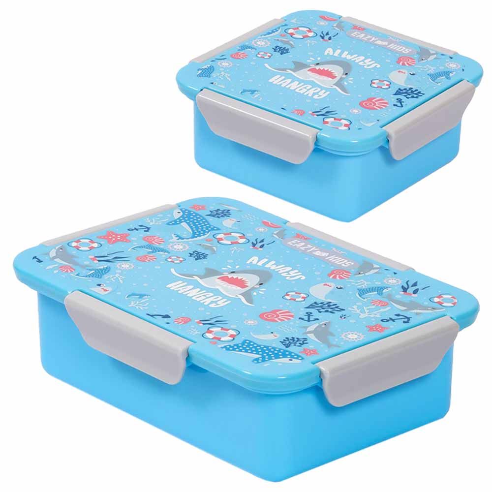 Eazy Kids - Shark Lunch Box Set 2pcs - Blue