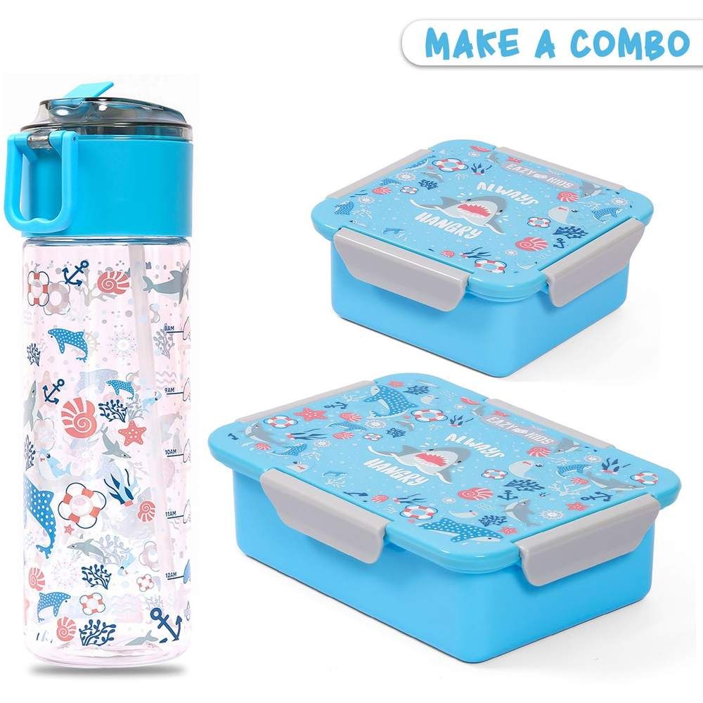 Eazy Kids - Shark Lunch Box Set 2pcs - Blue