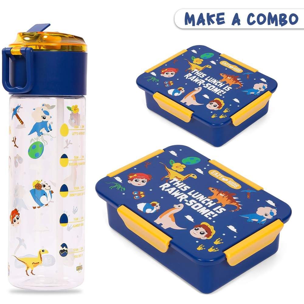 Eazy Kids - T-Rex Lunch Box & Tritan Water Bottle 450ml - Blue