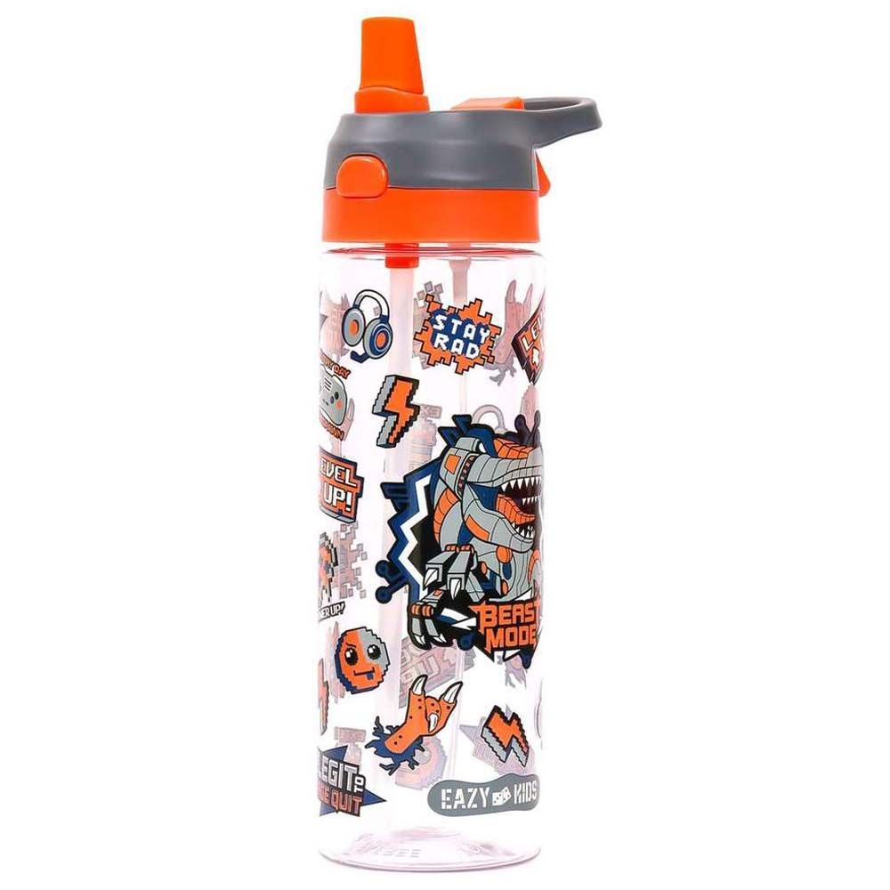 Eazy Kids - Lunch Box and Tritan Water Bottle w/ Spray, Dinosaur, 750ml - Grey