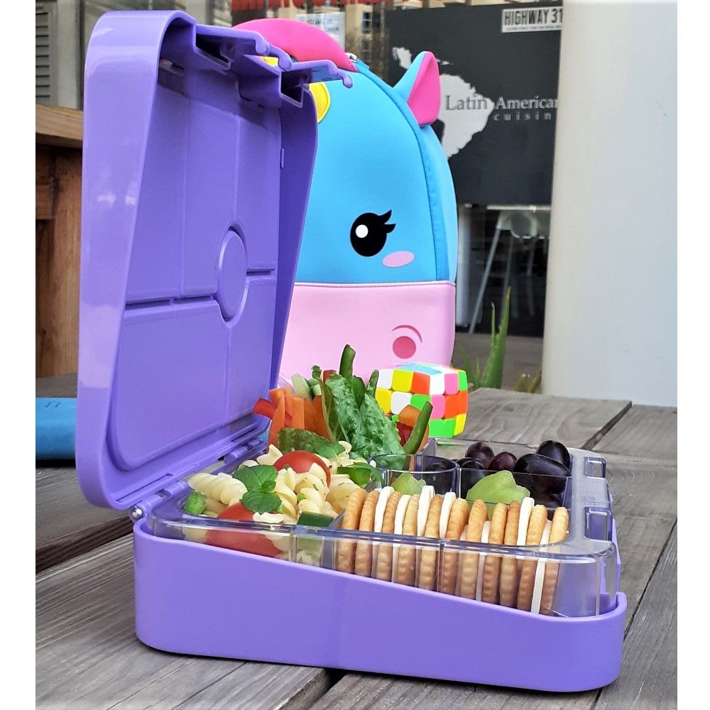 Eazy Kids - Unicorn Bag w/ Bento Lunch Box - Purple