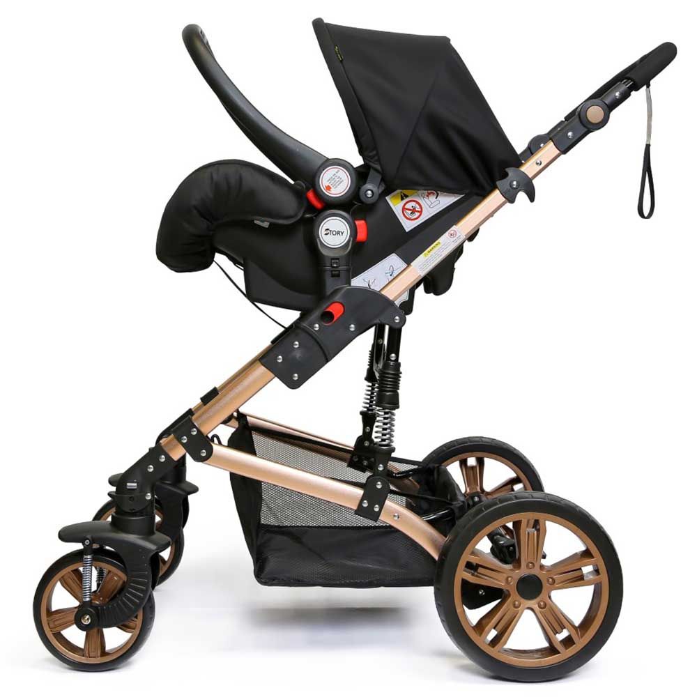 Teknum 3-in-1 Pram Stroller Story - Wine + Infant Car Seat