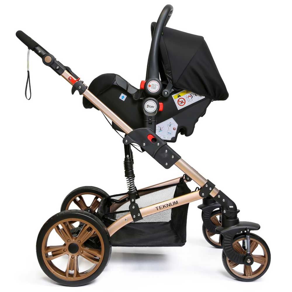 Teknum 3-in-1 Pram Stroller Story - Wine + Infant Car Seat