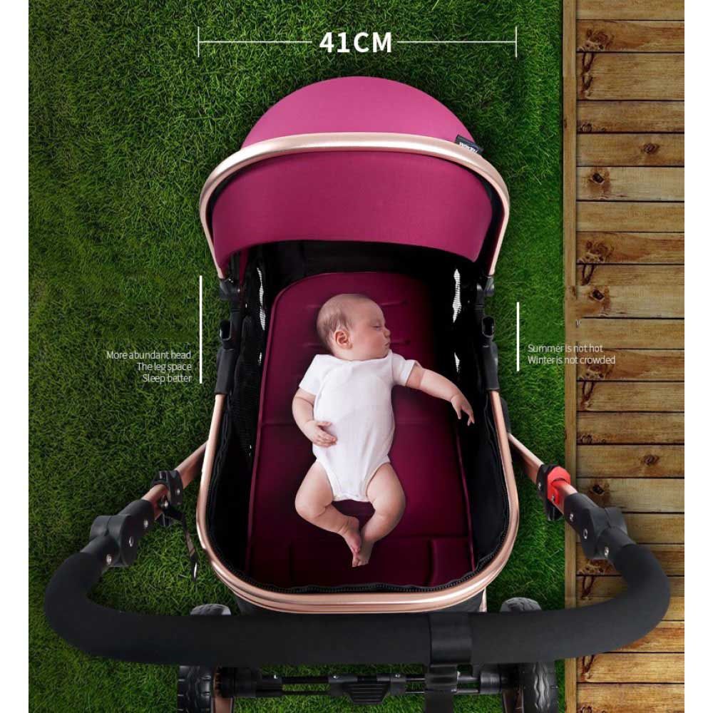 Teknum 3-in-1 Pram Stroller Story - Wine + Infant Car Seat