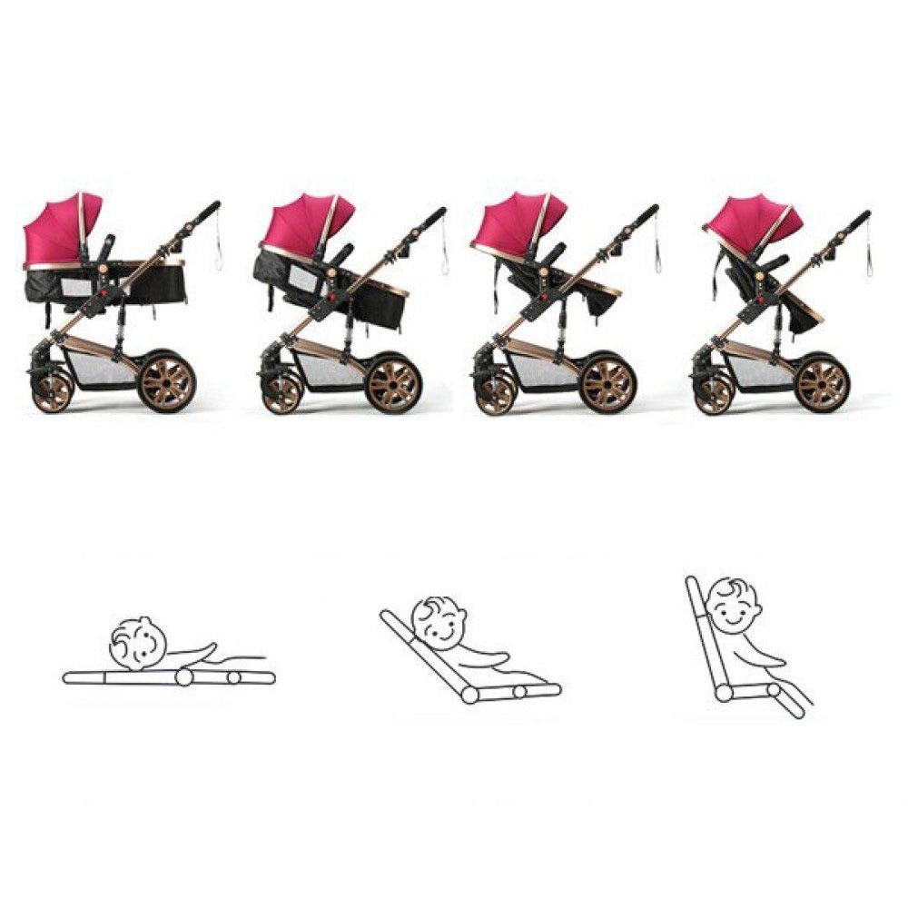 Teknum 3-in-1 Pram Stroller Story - Wine + Infant Car Seat