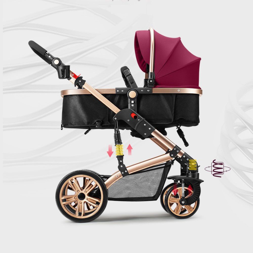 Teknum 3-in-1 Pram Stroller Story - Wine + Infant Car Seat