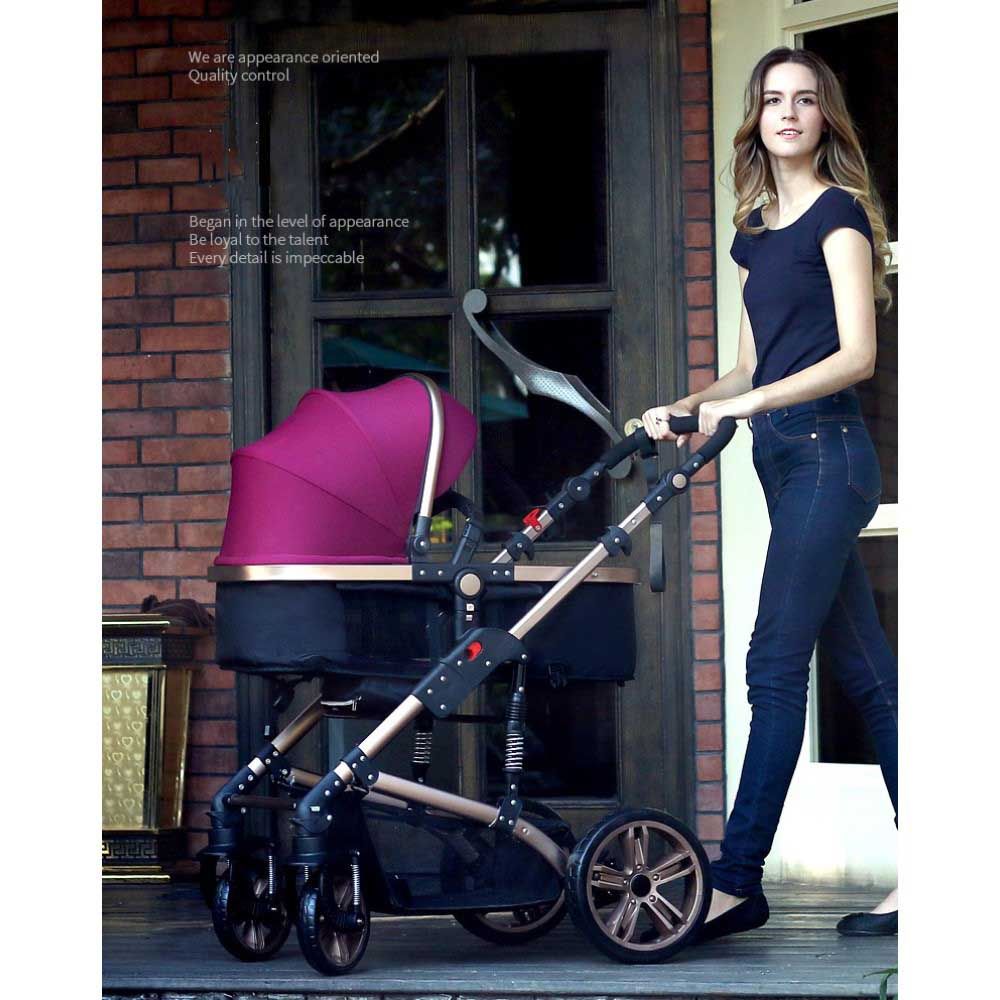 Teknum 3-in-1 Pram Stroller Story - Wine + Infant Car Seat