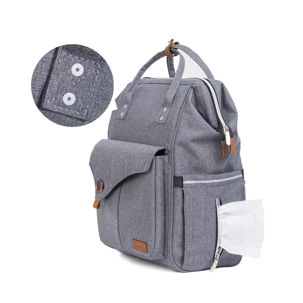 Teknum - Grey Travel Lite Stroller + Alameda Diaper Backpack - Large - Grey with Hooks