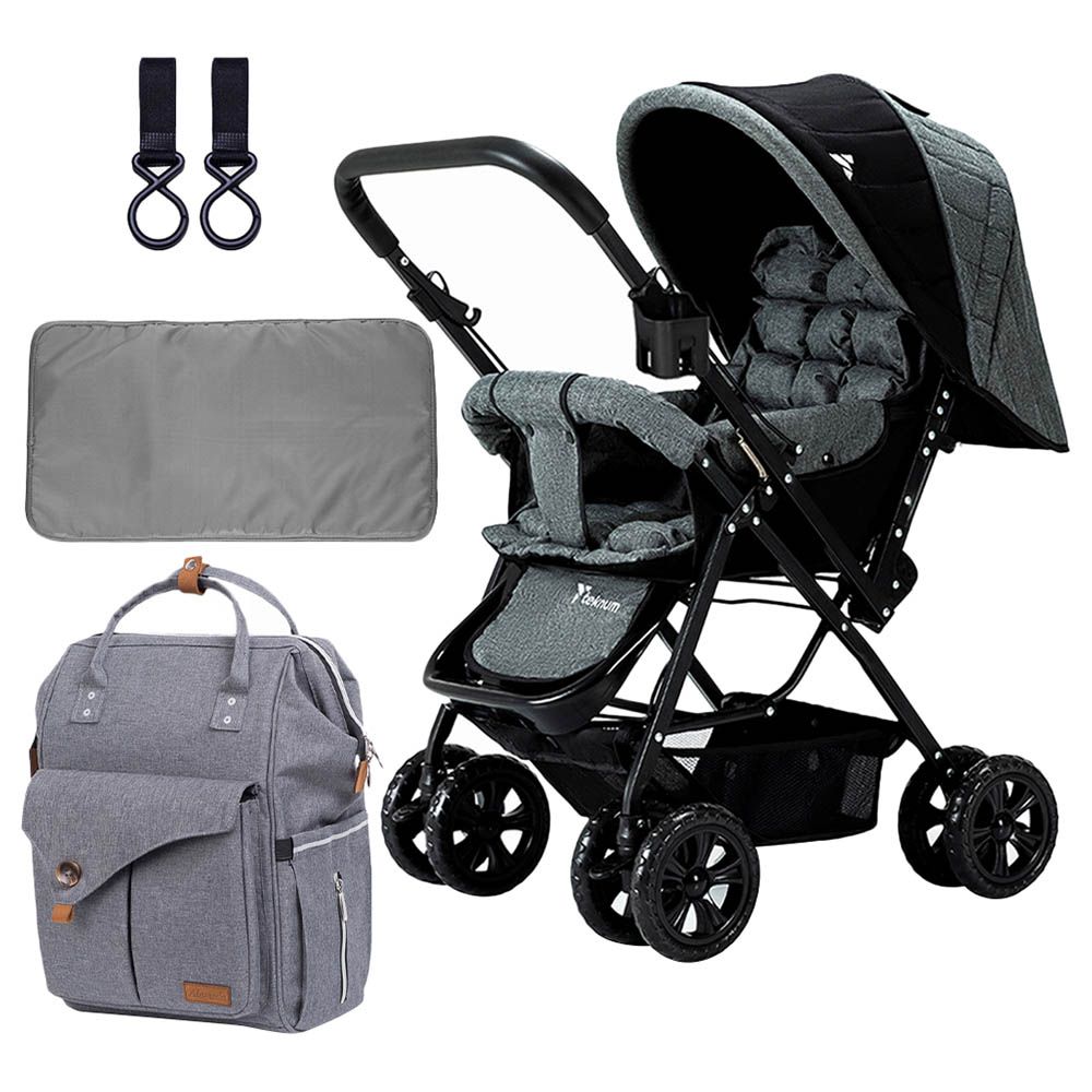 Teknum - Look At Me Stroller W/ Diaper Bag & Accessories - Grey