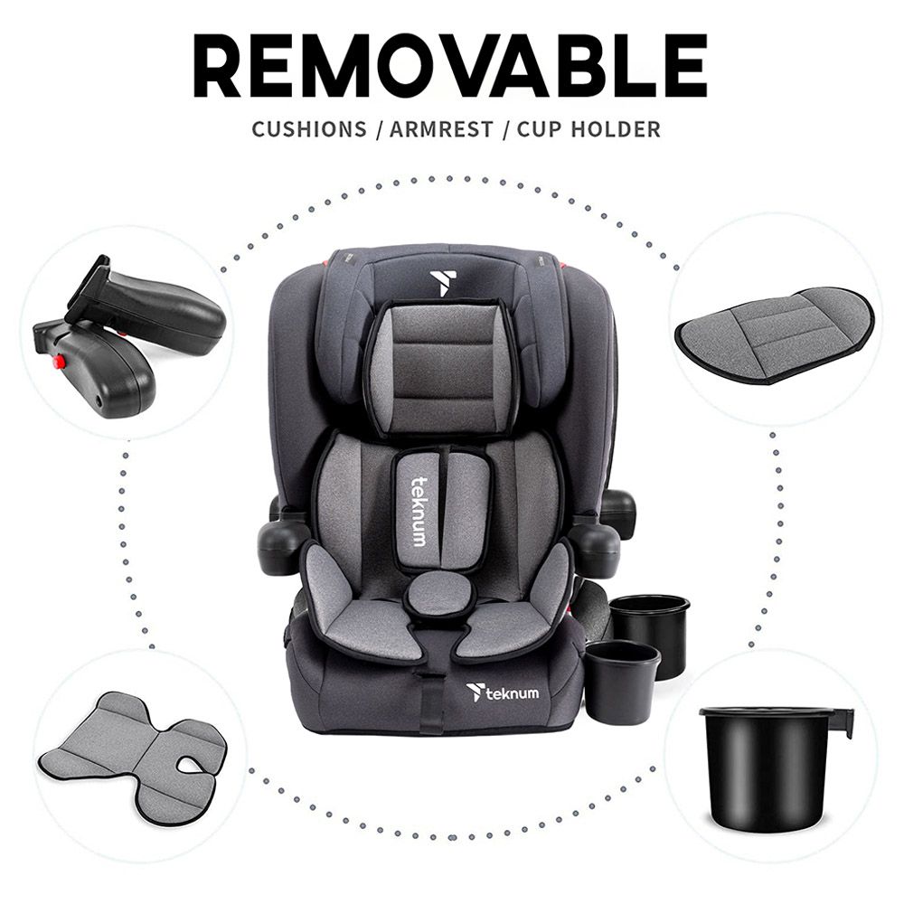 Teknum - Pack & Go Foldable Car Seat With Diaper Bag - Grey