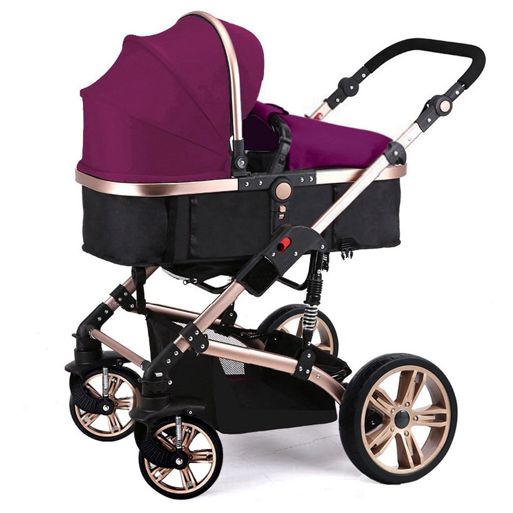 Teknum - 3-in-1 Pram Stroller W/ Sunveno Diaper Tote Bag - Wine