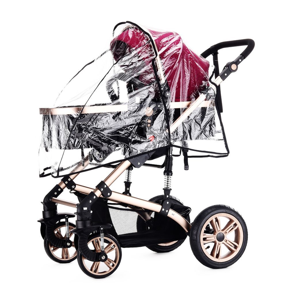 Teknum - 3-in-1 Pram Stroller W/ Sunveno Diaper Tote Bag - Wine