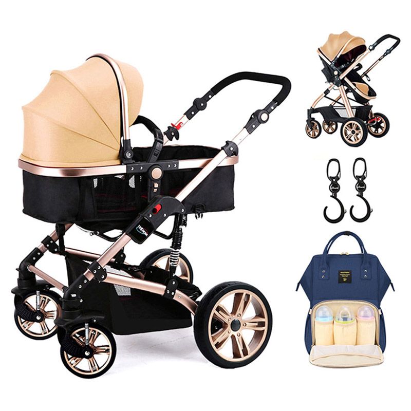 Teknum 3-in-1 Stroller Story - Khaki + Diaper Bag &Hooks