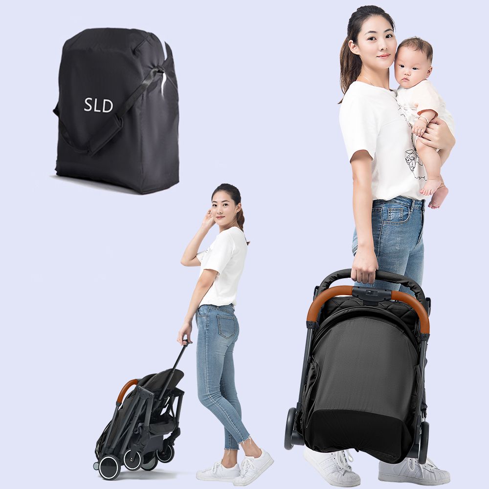 Teknum - Travel Lite Stroller - Black With Sunveno Unicorn Diaper Bag and Clutch Combo