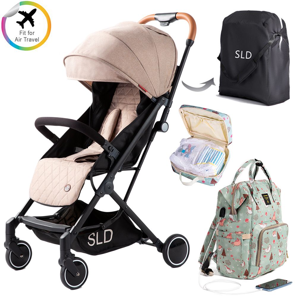 Teknum Travel Lite Stroller Khaki + Sunveno Diaper Bag Set