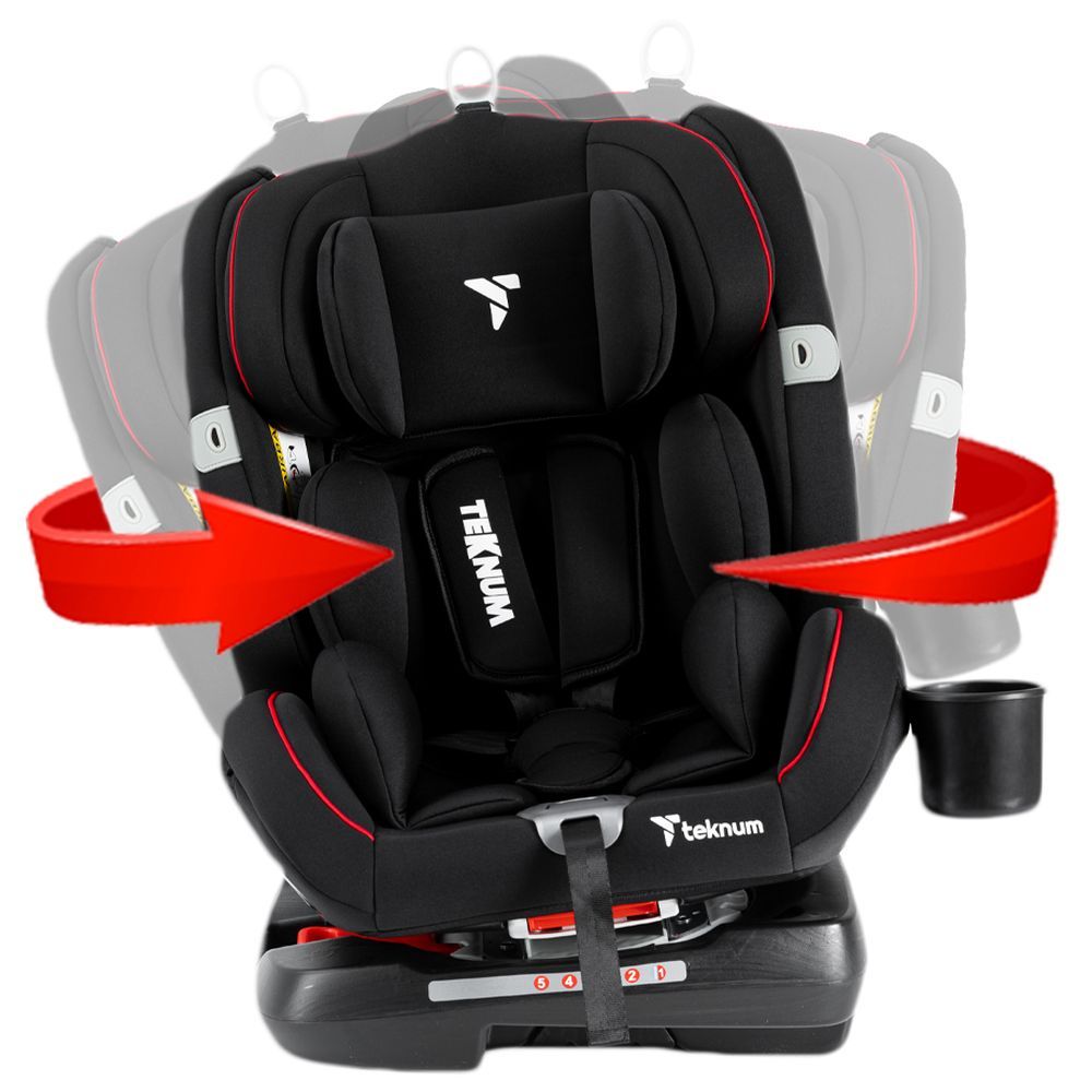 Teknum - Evolve 360 Car Seat W/ Sunveno Fashion Diaper Bag - Black