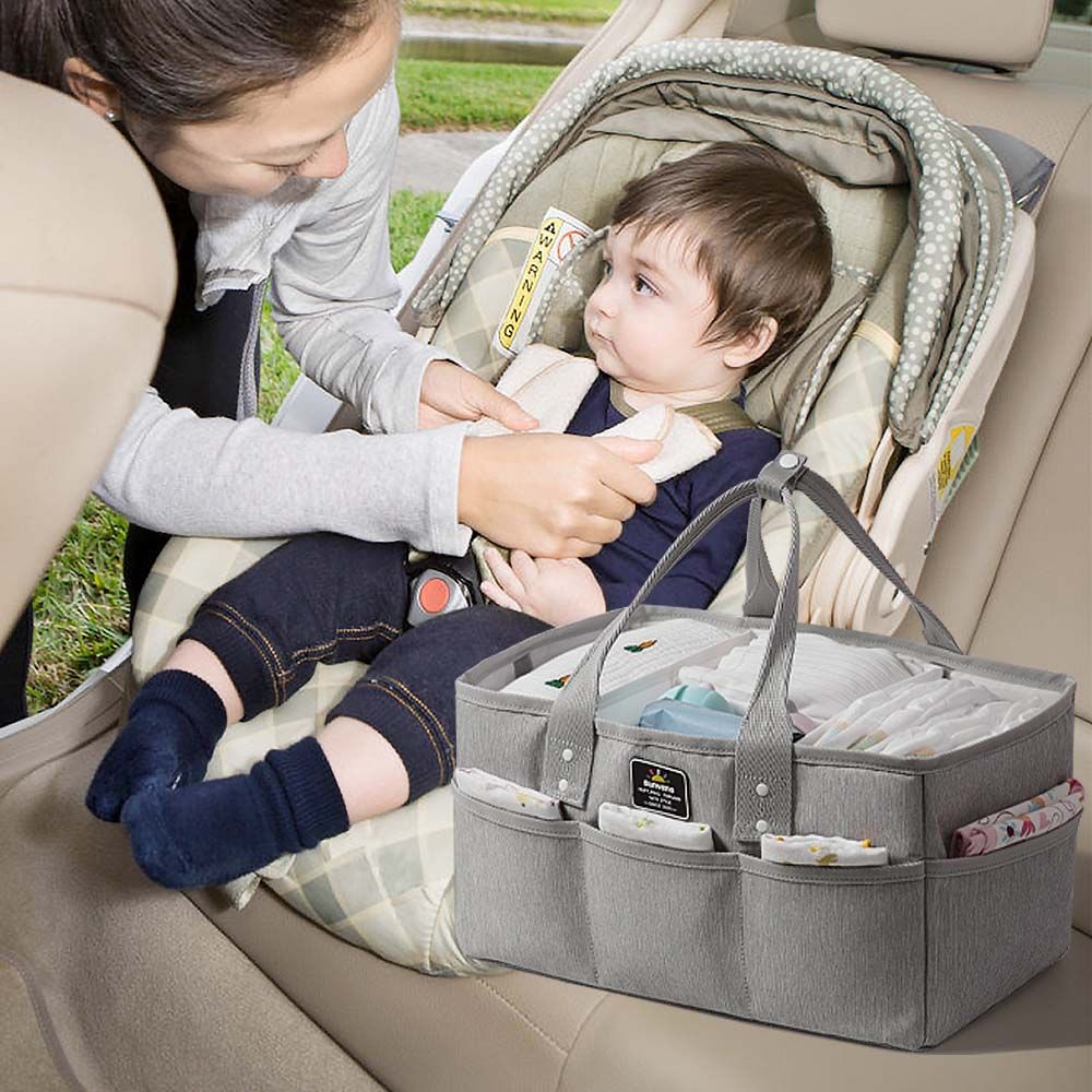 Sunveno - Diaper Bag With Usb & Diaper Caddy - Grey