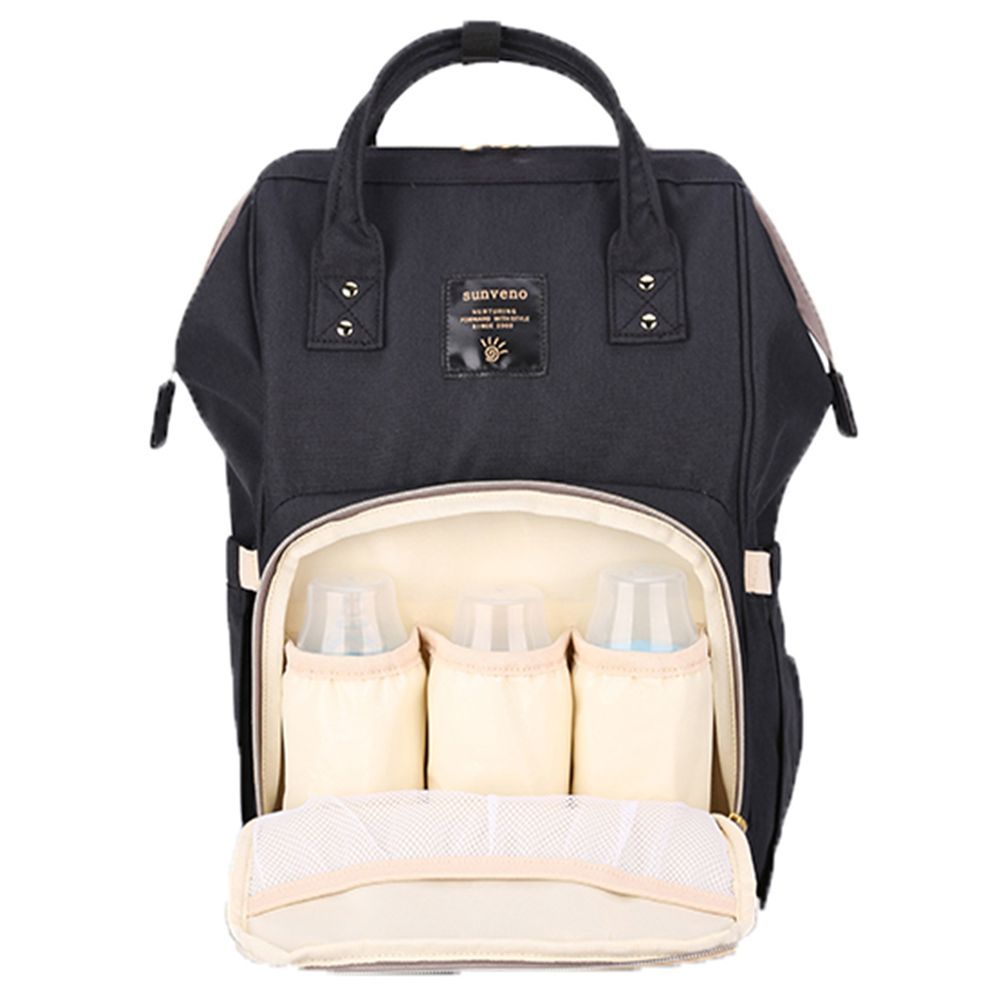 Sunveno - Mamma Diaper & Breast Pump Bottle Bag Set - Black/Grey