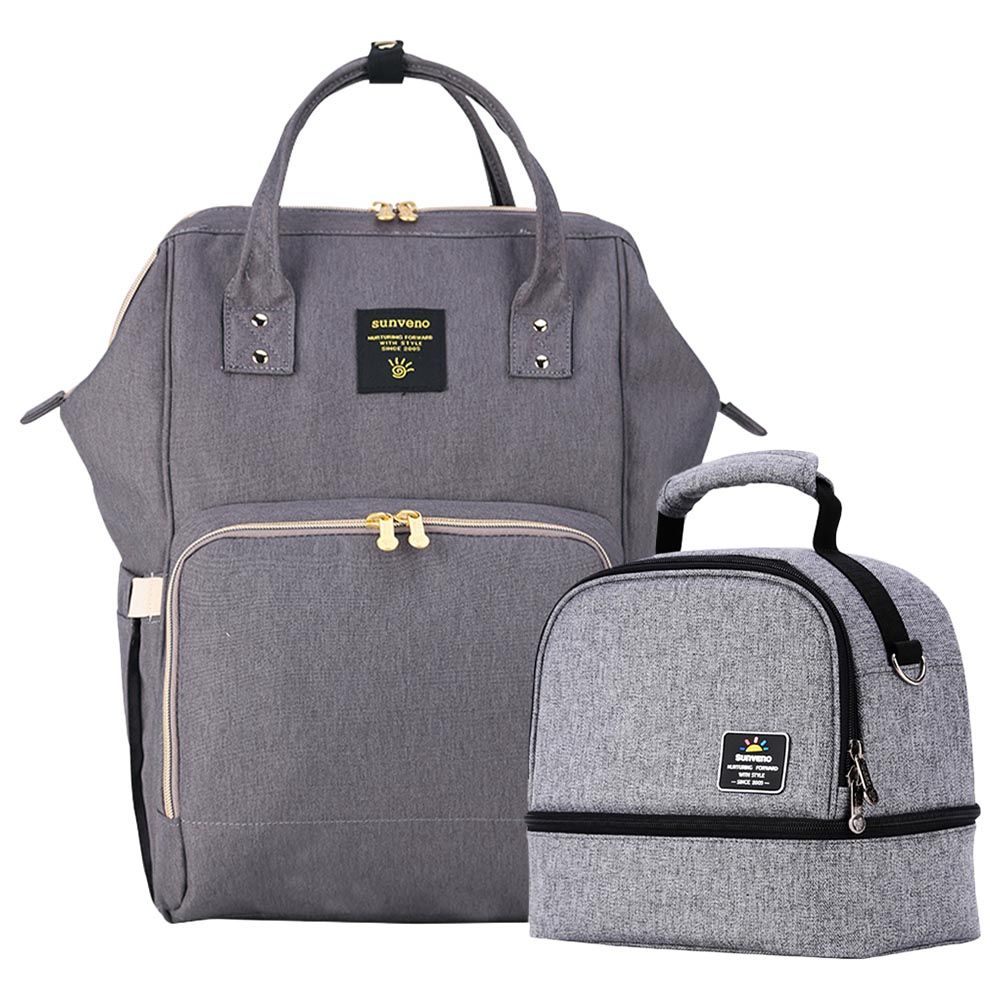 Sunveno - Mamma Diaper & Breast Pump Bottle Bag Set - Grey