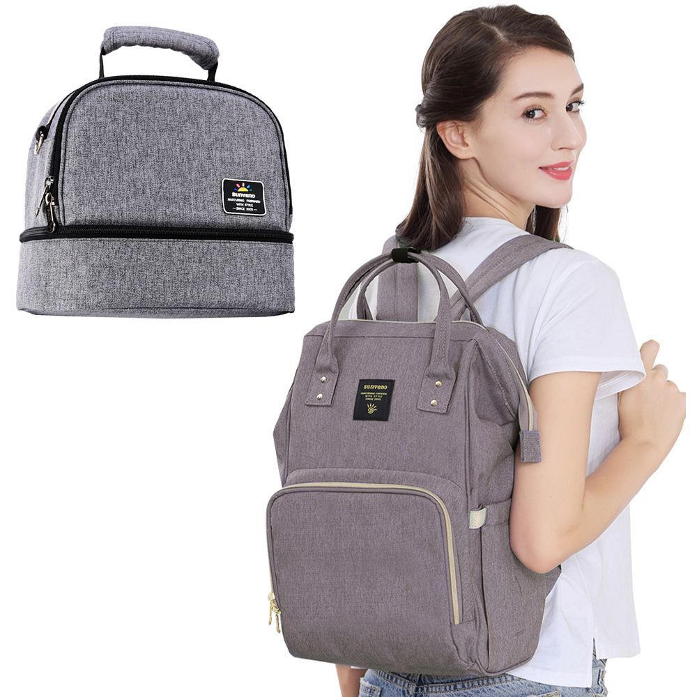 Sunveno - Mamma Diaper & Breast Pump Bottle Bag Set - Grey