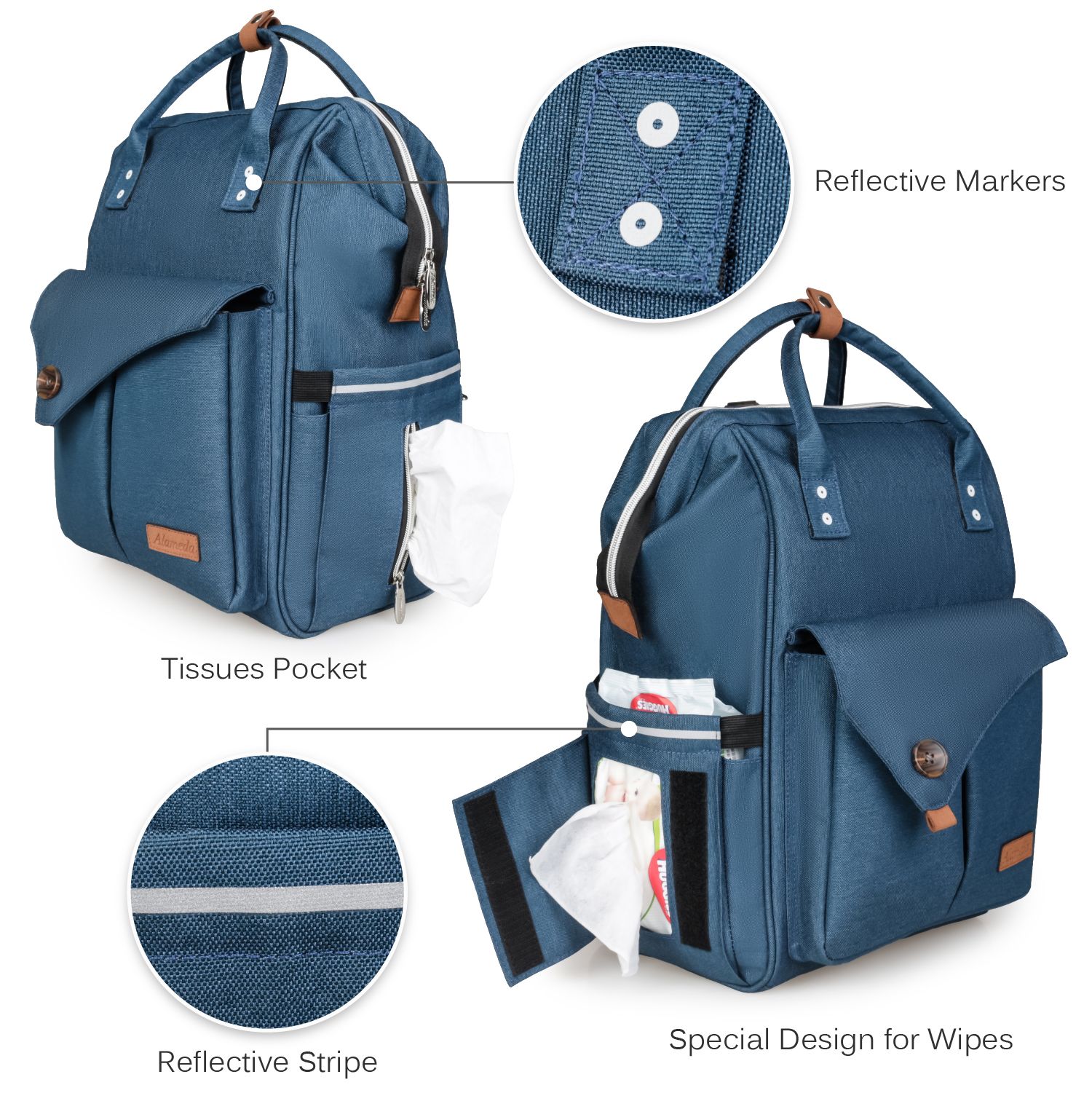 Alameda Diaper Backpack - Large - Blue