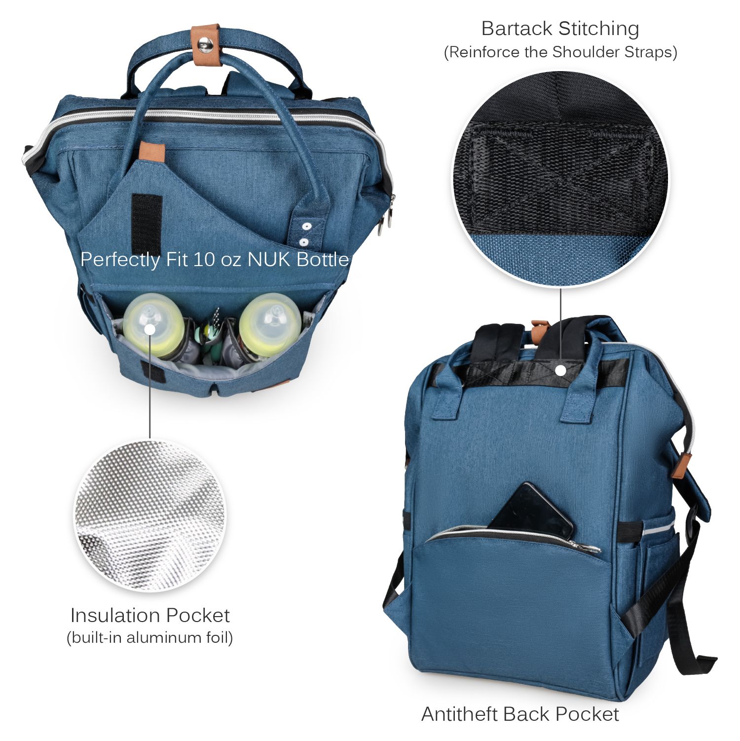 Alameda Diaper Backpack - Large - Blue