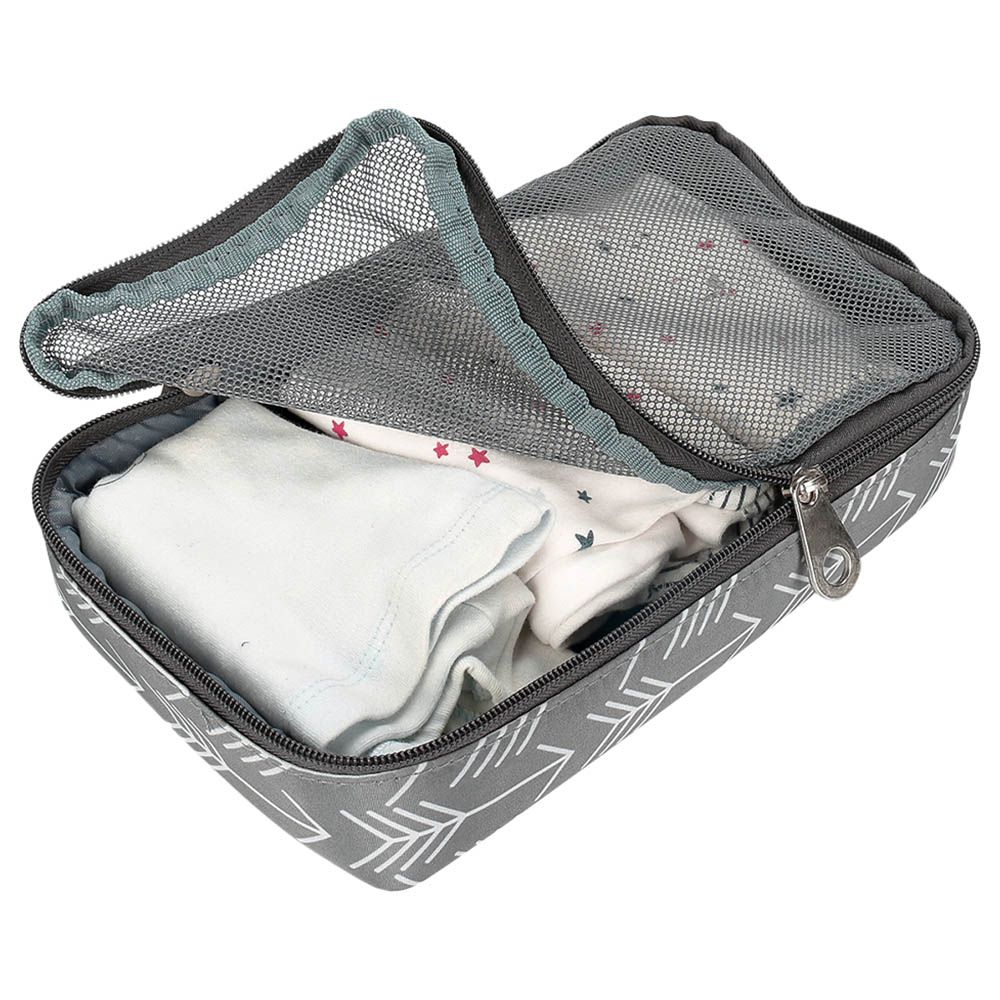 Little Story - Diaper Bag With Hooks Set - 6 Pcs - Melange Grey