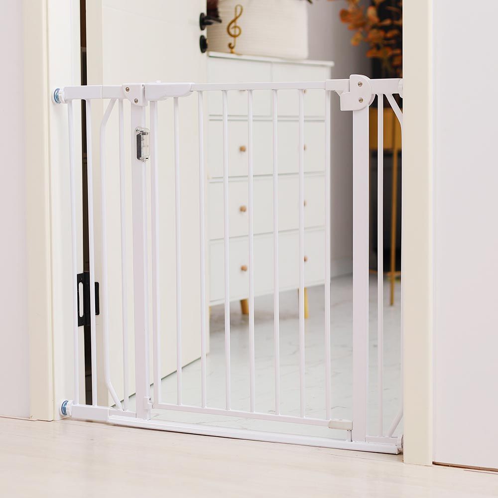 Baby Safe - Metal Safety LED Gate W/ Extension 20cm - White