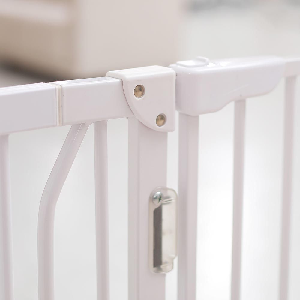 Baby Safe - Metal Safety LED Gate W/ Extension 20cm - White