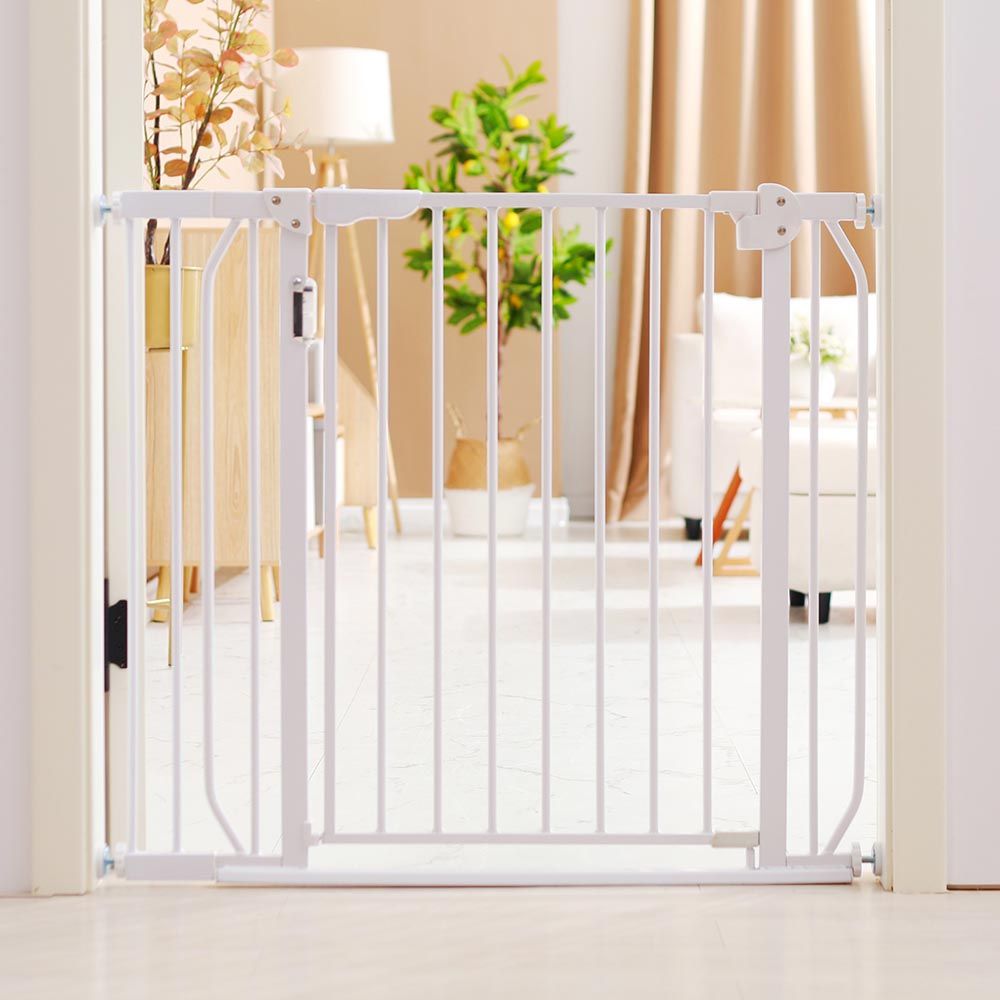 Baby Safe - Metal Safety LED Gate W/ Extension 20cm - White