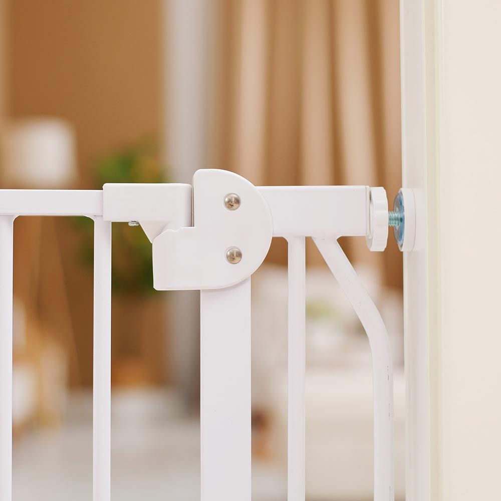 Baby Safe - Metal Safety LED Gate With Extension 30 & 45cm - White