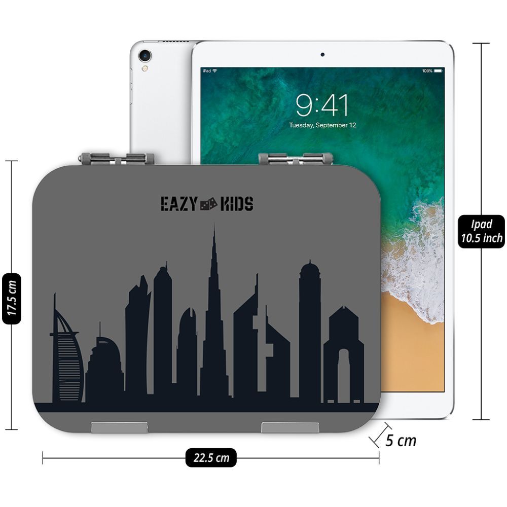 Eazy Kids - 6 & 4 Convertible Bento Lunch Box w/ Sandwich Cutter Set - Skyline Grey