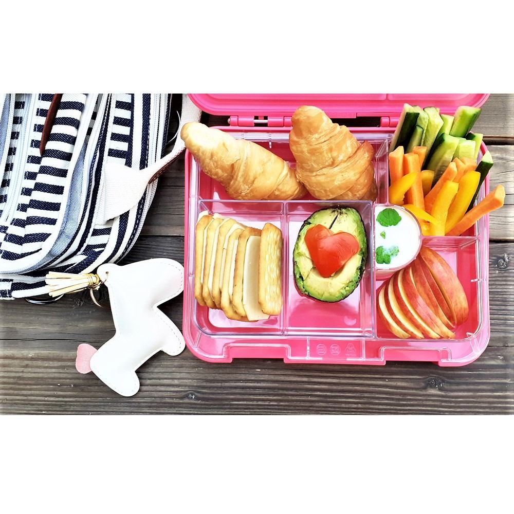 Eazy Kids 6 & 4 Convertible Bento Lunch Box w/ sandwich cutter- Unicorn Pink