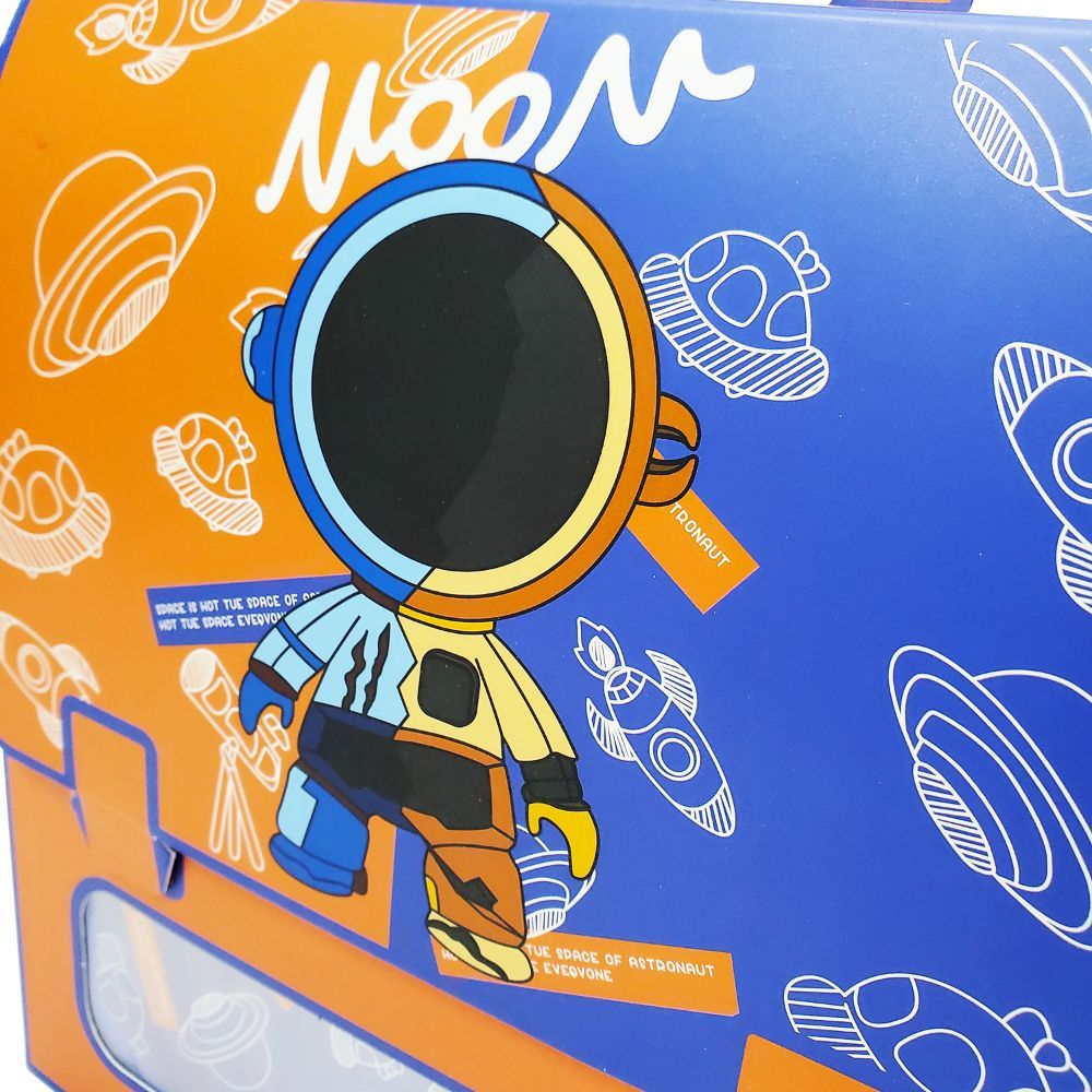 Eazy Kids - 2 Compartment Lunch Box & Water Bottle 350ml - Astronaut Blue