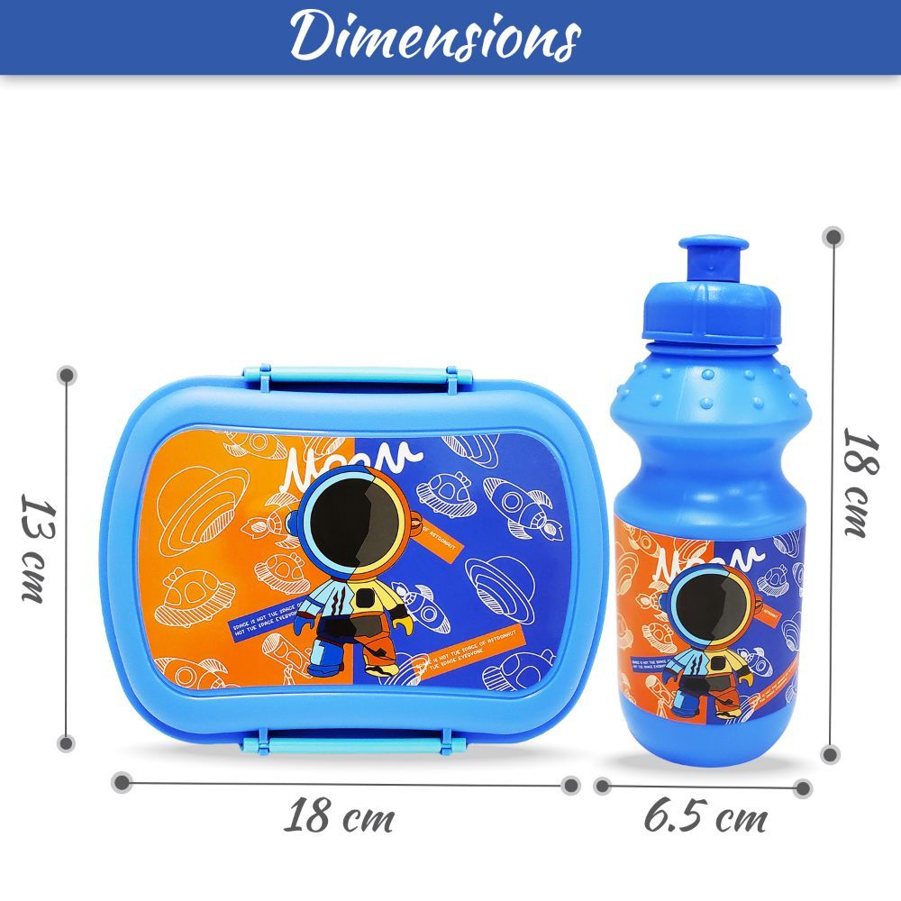 Eazy Kids - 2 Compartment Lunch Box & Water Bottle 350ml - Astronaut Blue