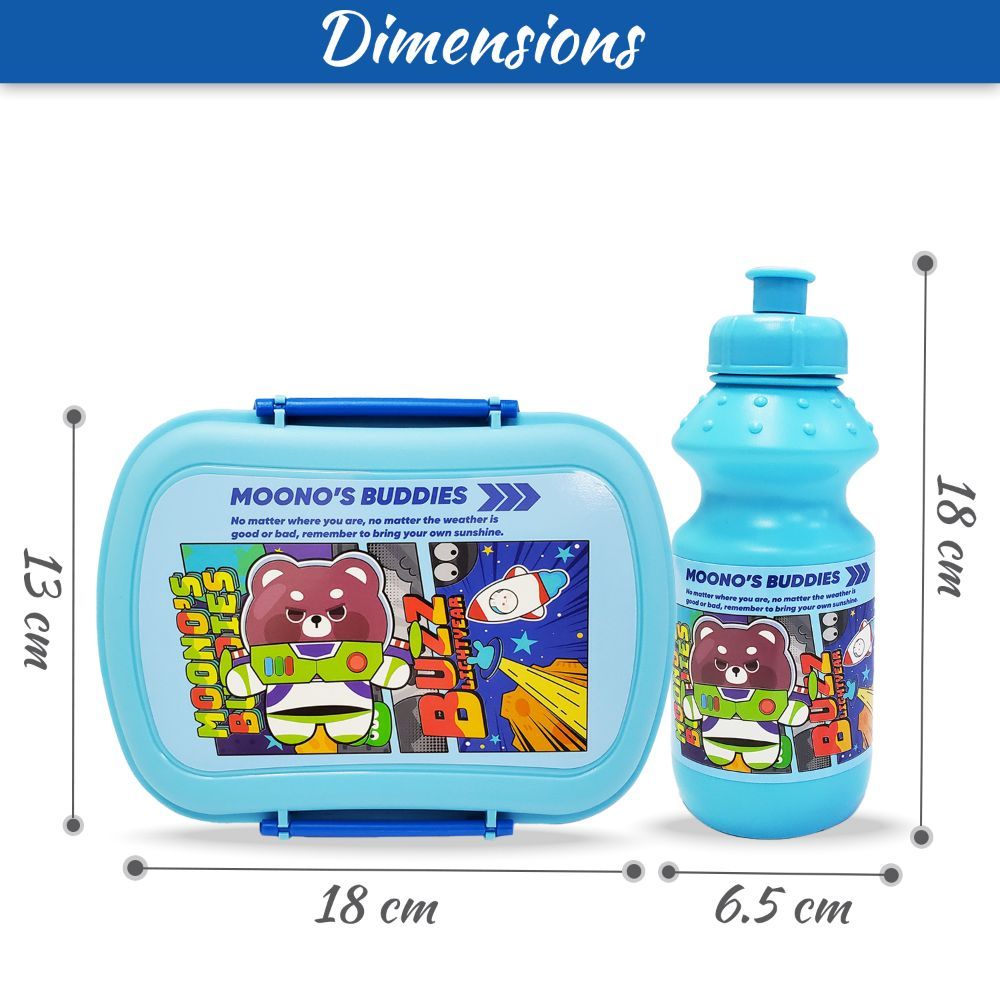 Eazy Kids - 2 Compartment Lunch Box & Water Bottle 350ml - Buddies Blue