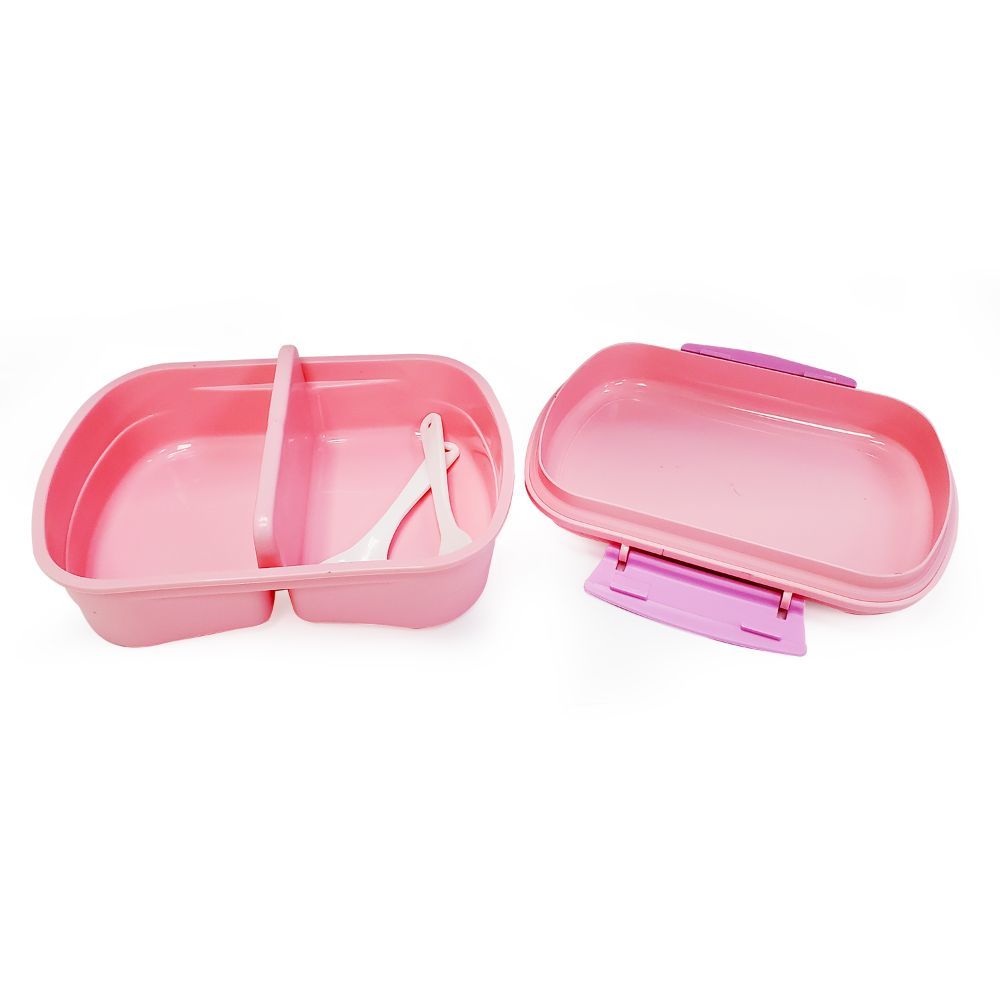 Eazy Kids - 2 Compartment Lunch Box & Water Bottle 350ml - Rabbit Pink