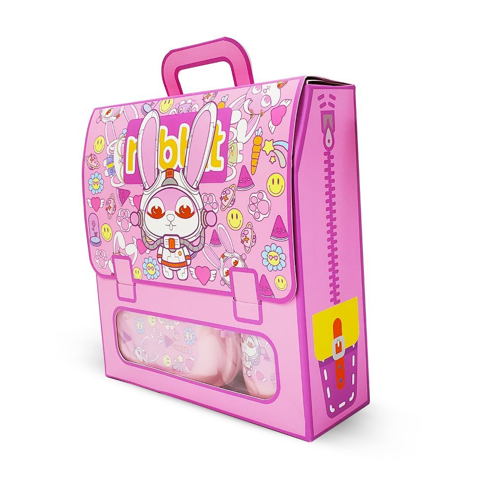 Eazy Kids - 2 Compartment Lunch Box & Water Bottle 350ml - Rabbit Pink