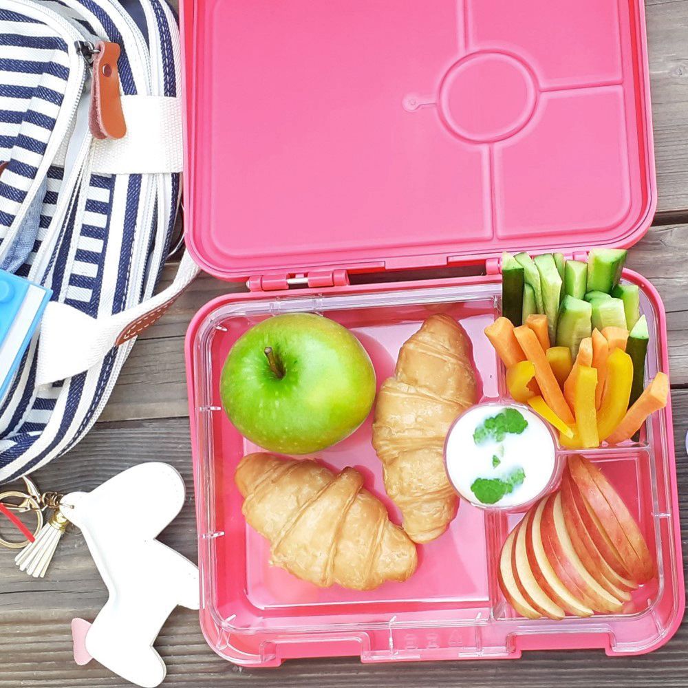 Eazy Kids 4 Compartment Bento Lunch Box w/ sandwich cutter- Unicorn Pink