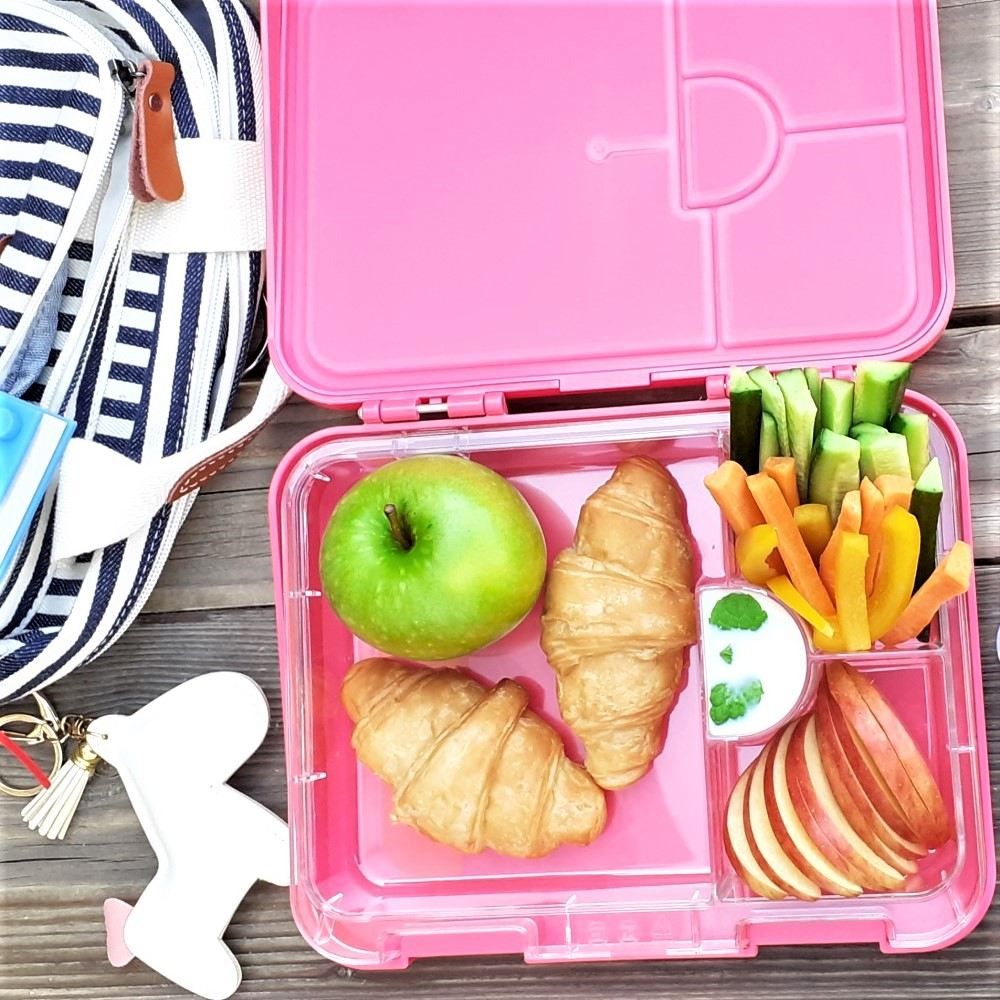 Eazy Kids 4 Compartment Bento Lunch Box w/ sandwich cutter- Unicorn Pink