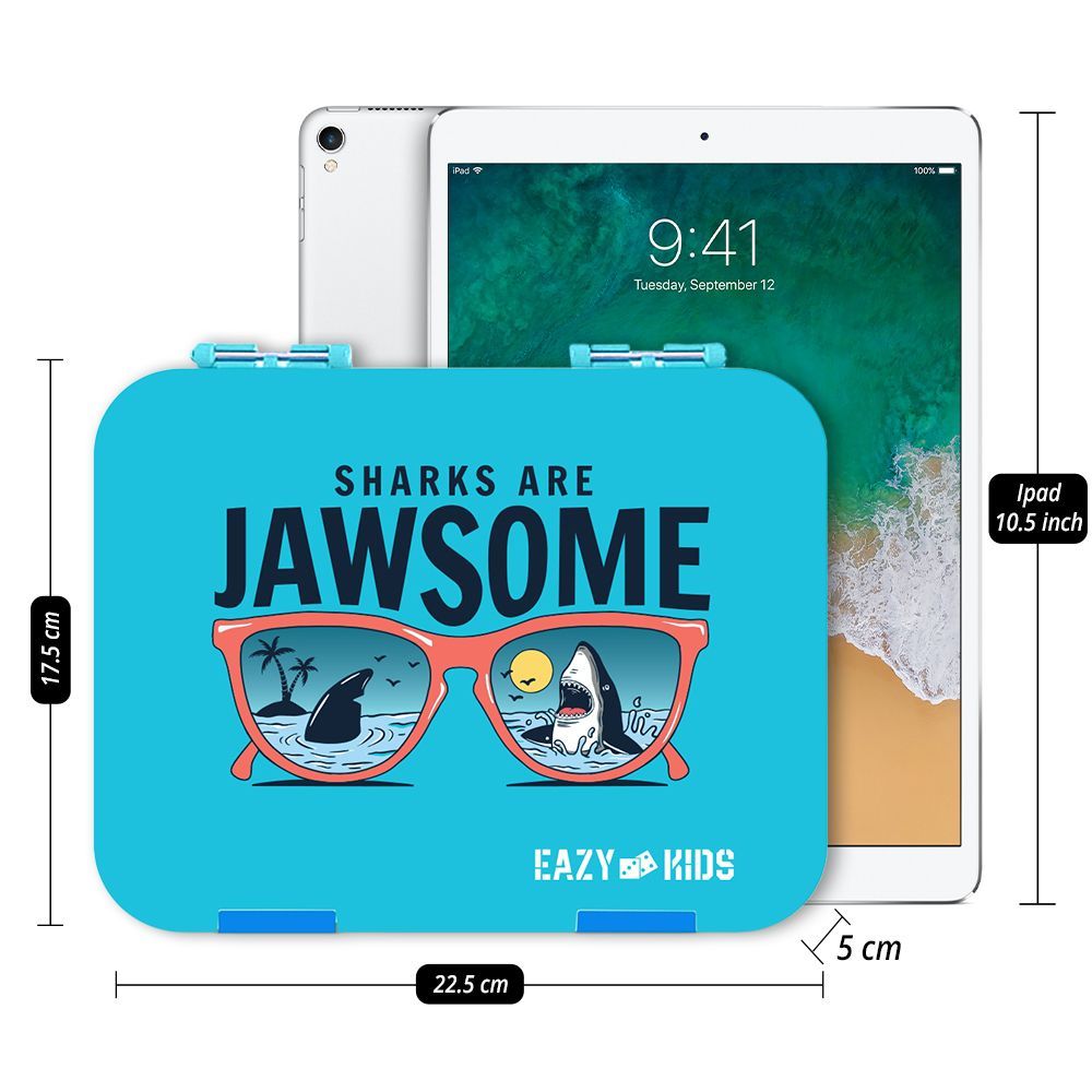 Eazy Kids - Bento Boxes w/ Insulated Lunch Bag - Jawsome Shark Blue