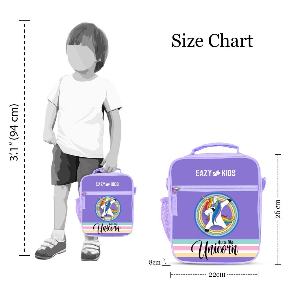 Eazy Kids - Unicorn Purple Bento Boxes w/ Assorted Insulated Lunch Bag Combo 