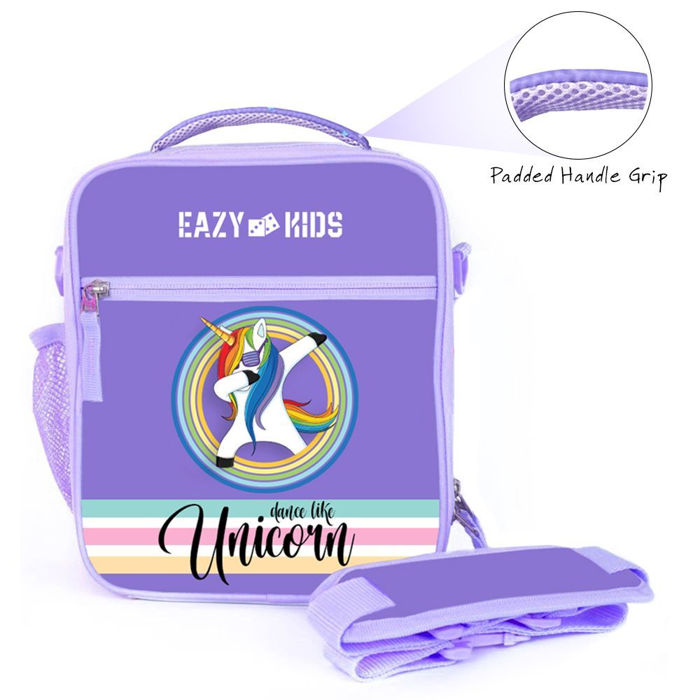 Eazy Kids - Unicorn Purple Bento Boxes w/ Assorted Insulated Lunch Bag Combo 