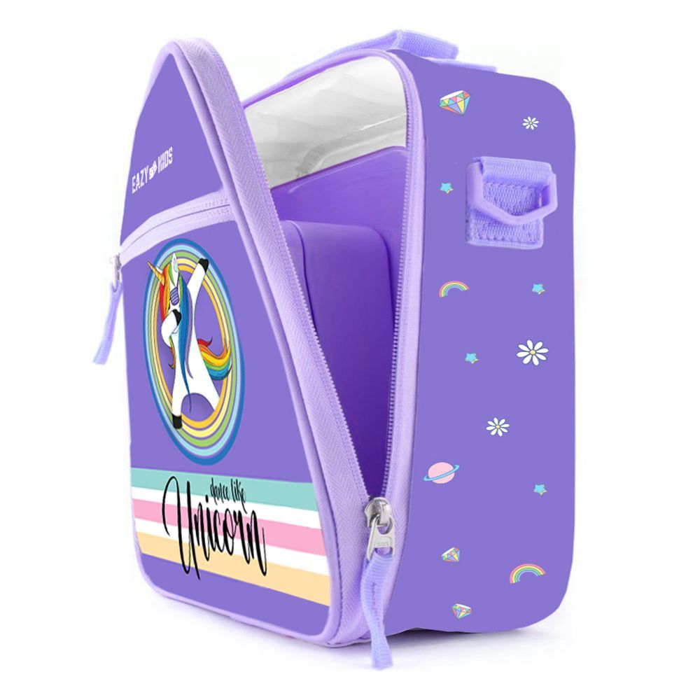 Eazy Kids - Unicorn Purple Bento Boxes w/ Assorted Insulated Lunch Bag Combo 