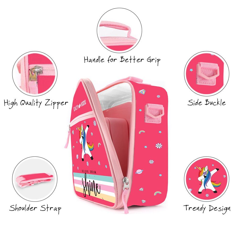 Eazy Kids - Bento Boxes w/ Insulated Lunch Bag - Unicorn Pink