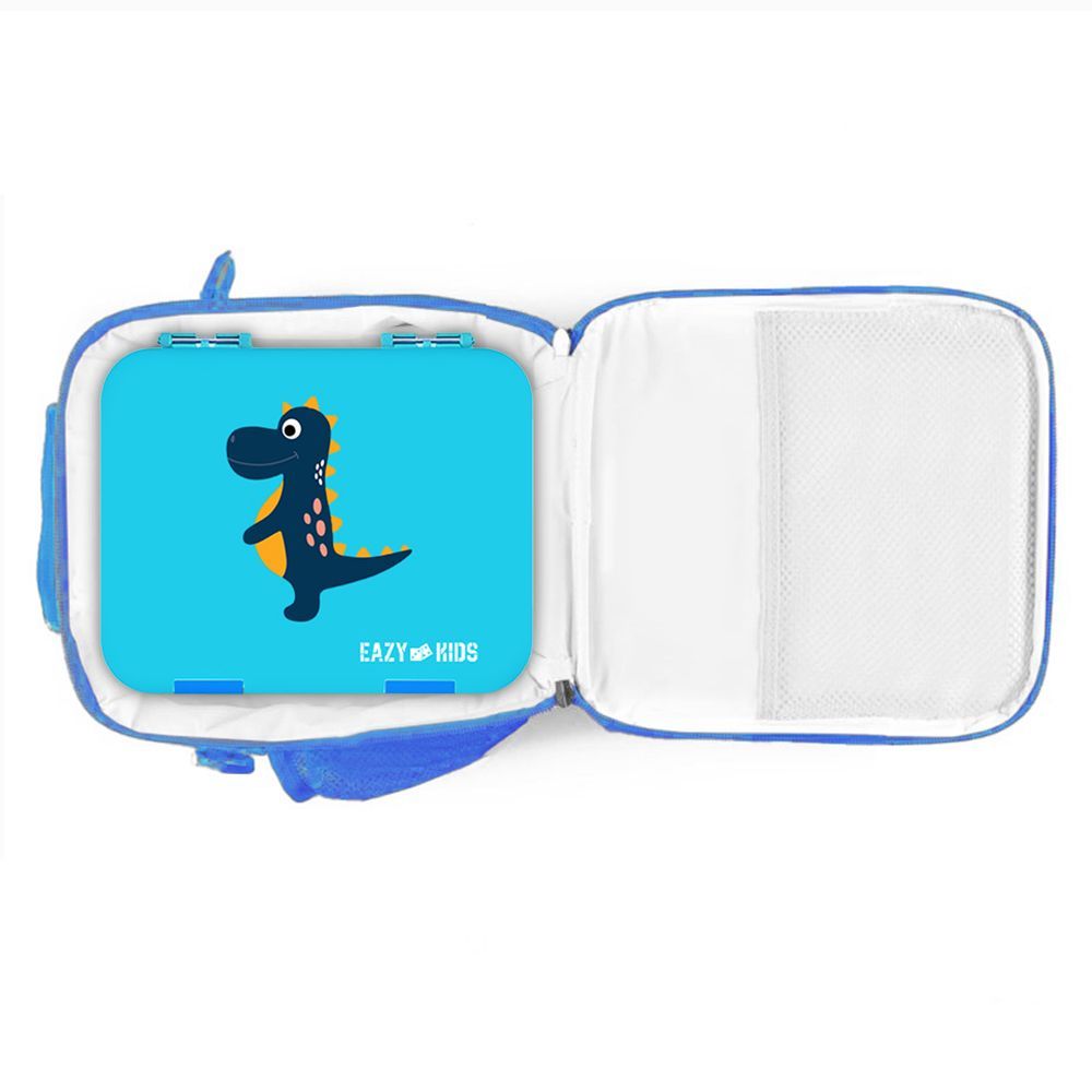 Eazy Kids - 4-6 Compartments Bento Boxes w/ Insulated Lunch Bag 7L - Dino Blue