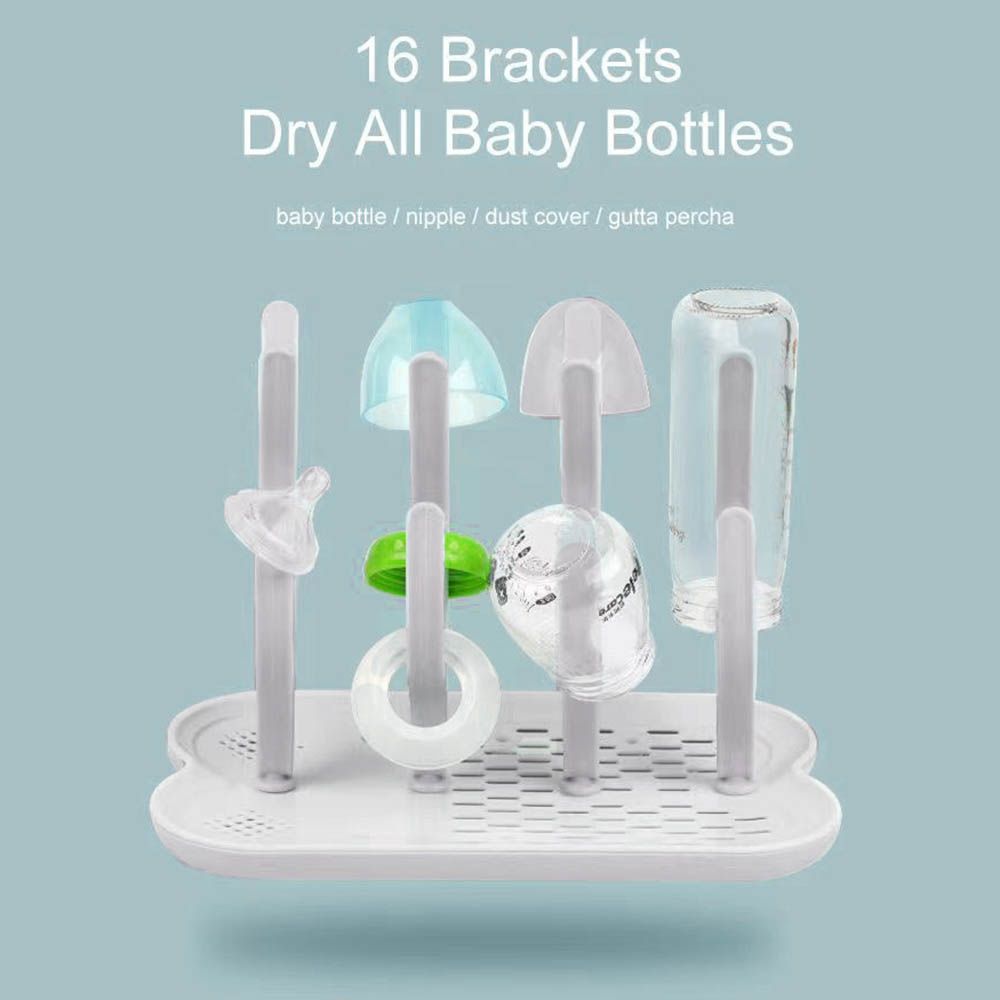 Eazy Kids - 16 Peg Baby Bottle Drying Rack - Grey