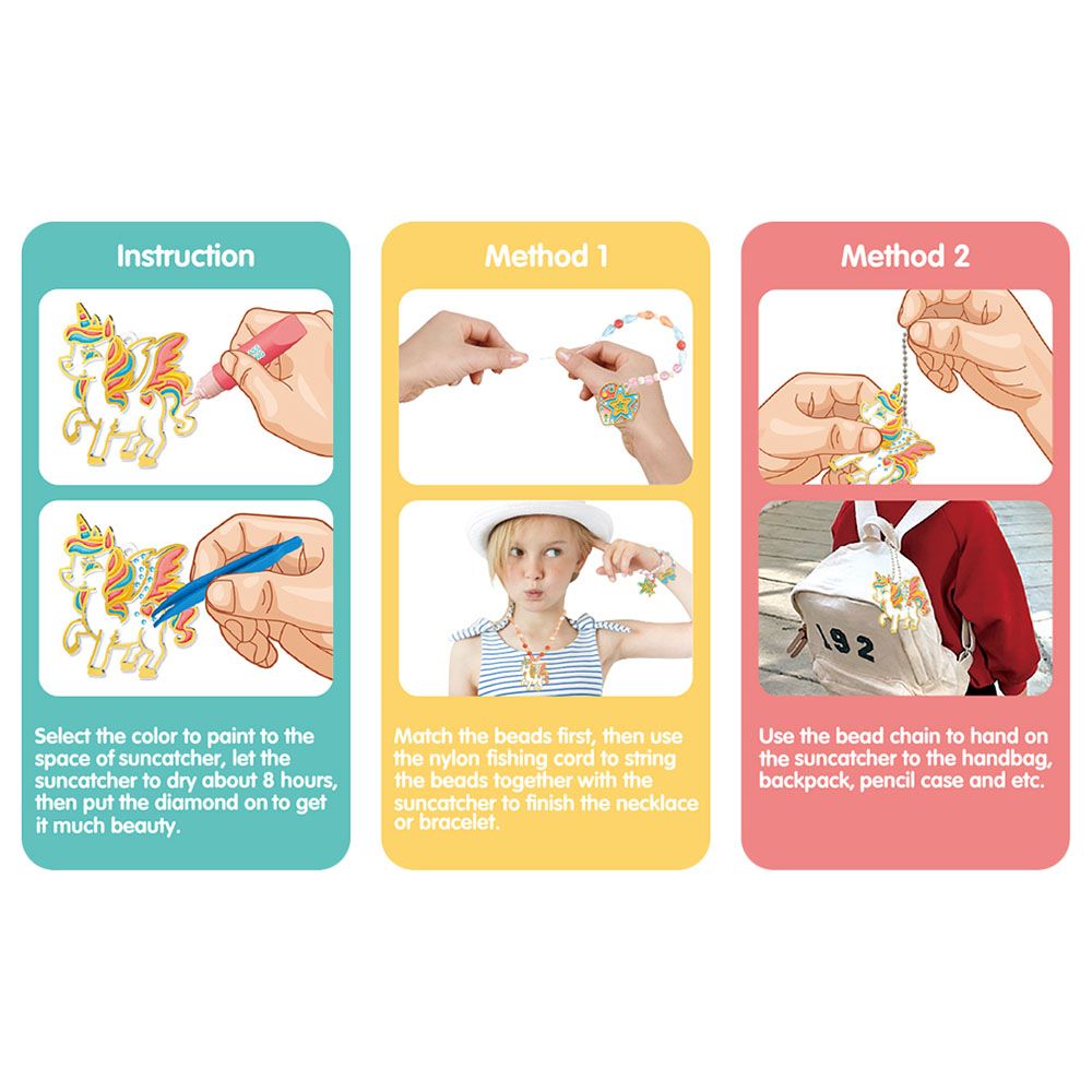 إيزي كيدز - مجموعة صنع وتلوين قلادة كريستال - يونيكورن - كبيرة جداً